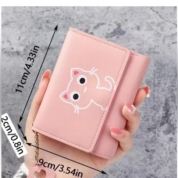 2 LEFT! Pink Leather Cat Print Wallet - Picture 5 of 5